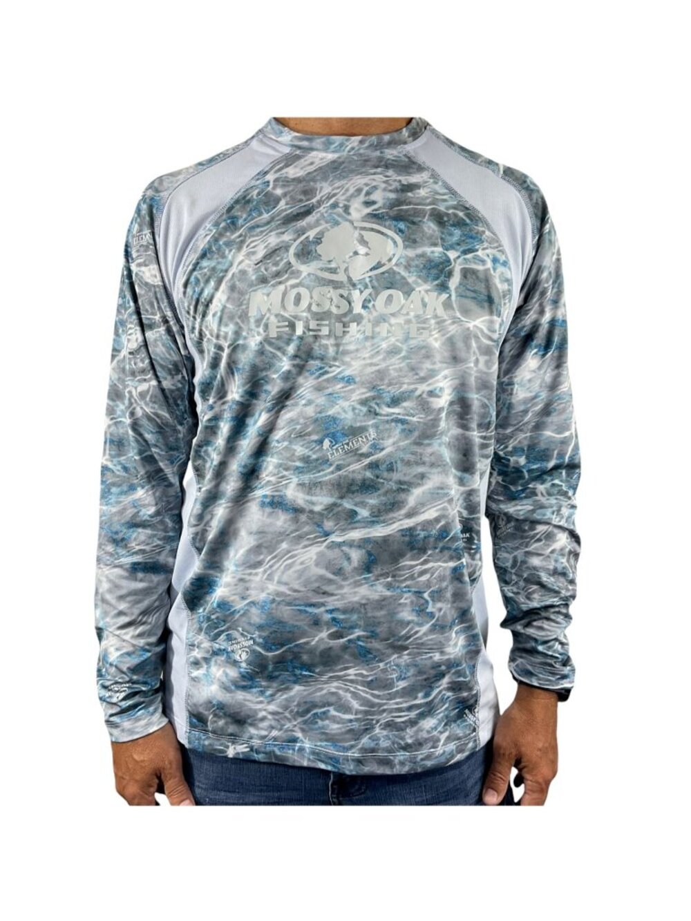 Mossy Oak Shirt Mens LS Fishing M Vented Tech Tee Upf 40+ Wicking Steelhead Nwt